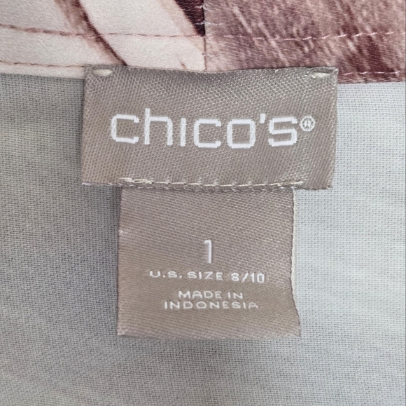 Chico's | Colorful Swirled Mable Long Split Sleeve V-neck Blouse Size 1 or 8/10 - Picture 4 of 7